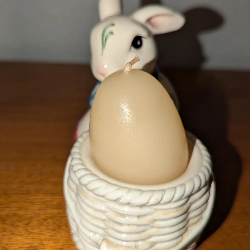 Lenox Poppies on Blue Bunny Rabbit Votive Candle Holder Figurines
